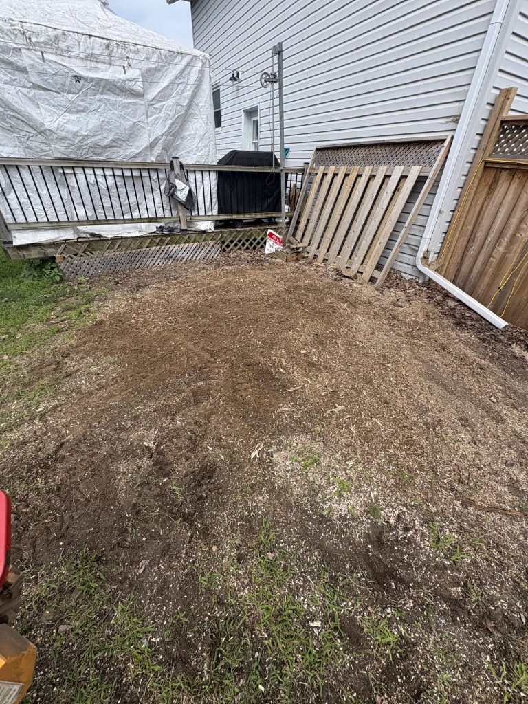 Fresh soil after stump grinding in Arnprior by Max Trees